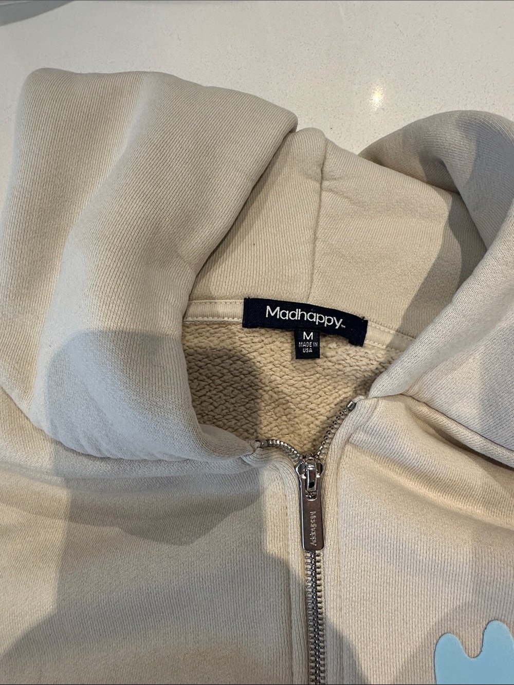 Madhappy Cream Zip-Up Sweatshirt with Mushroom & Flower Prints - Picture 3 of 3